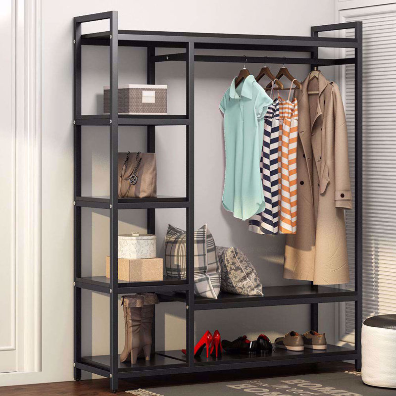 Latitude Run® Closet Organizer,Heavy Duty Clothes Closet With 6Tier